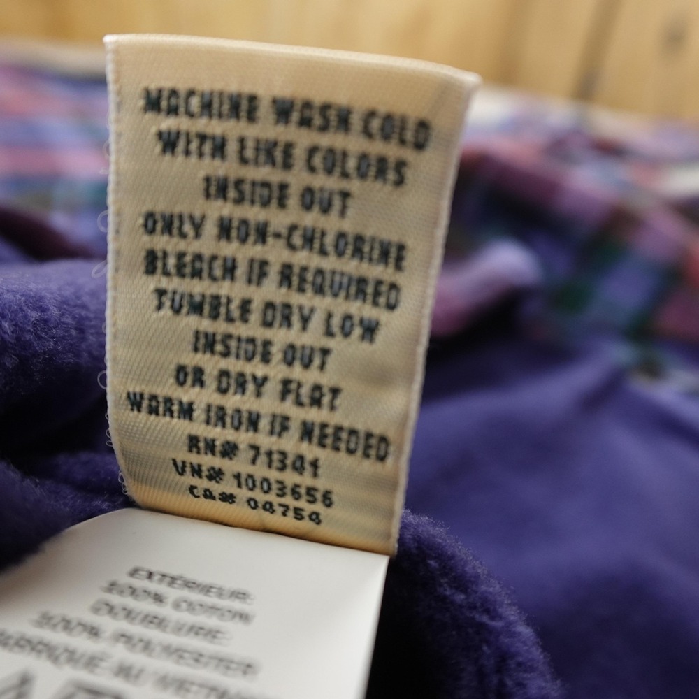 LL Bean Jacket Womens XL Blue Red Fleece Lined Flannel Shirt Snap Shacket Coat - Picture 9 of 10